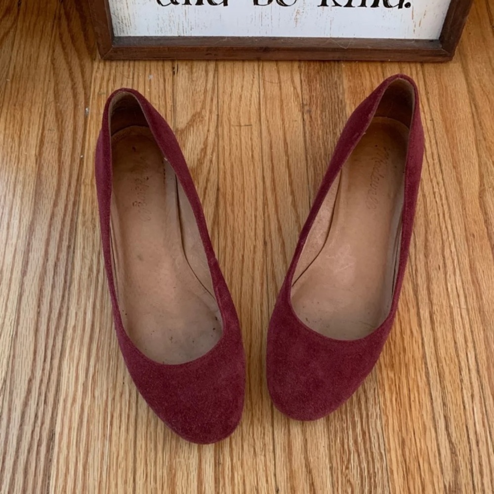 Madewell red suede heels 6.5